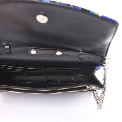 Balenciaga Velvet Floral Quilted BB Wallet On Chain Bleu 3 of 9