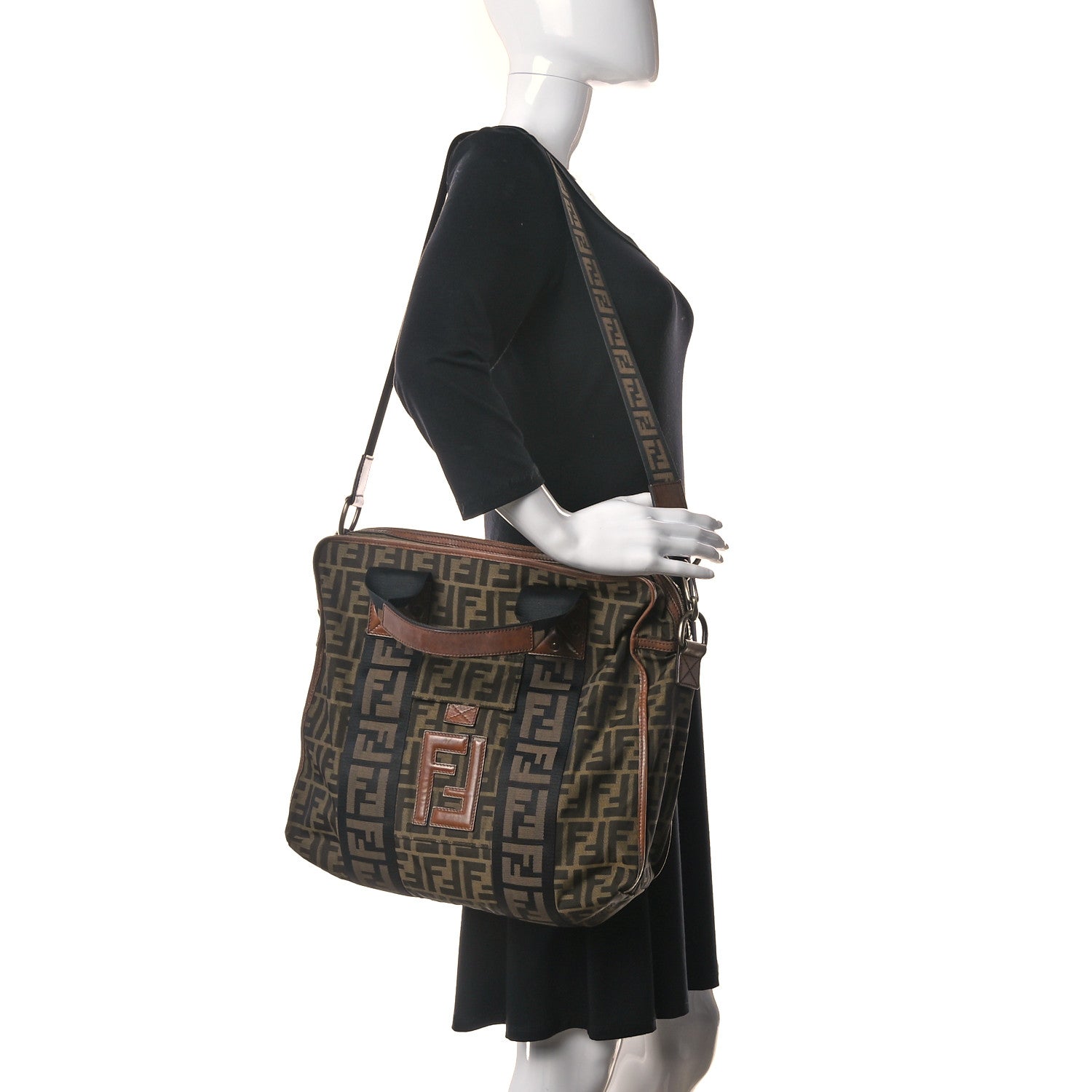 Fendi Zucca Vitello Patchwork Convertible Tote Tobacco Sabbia 2 of 9