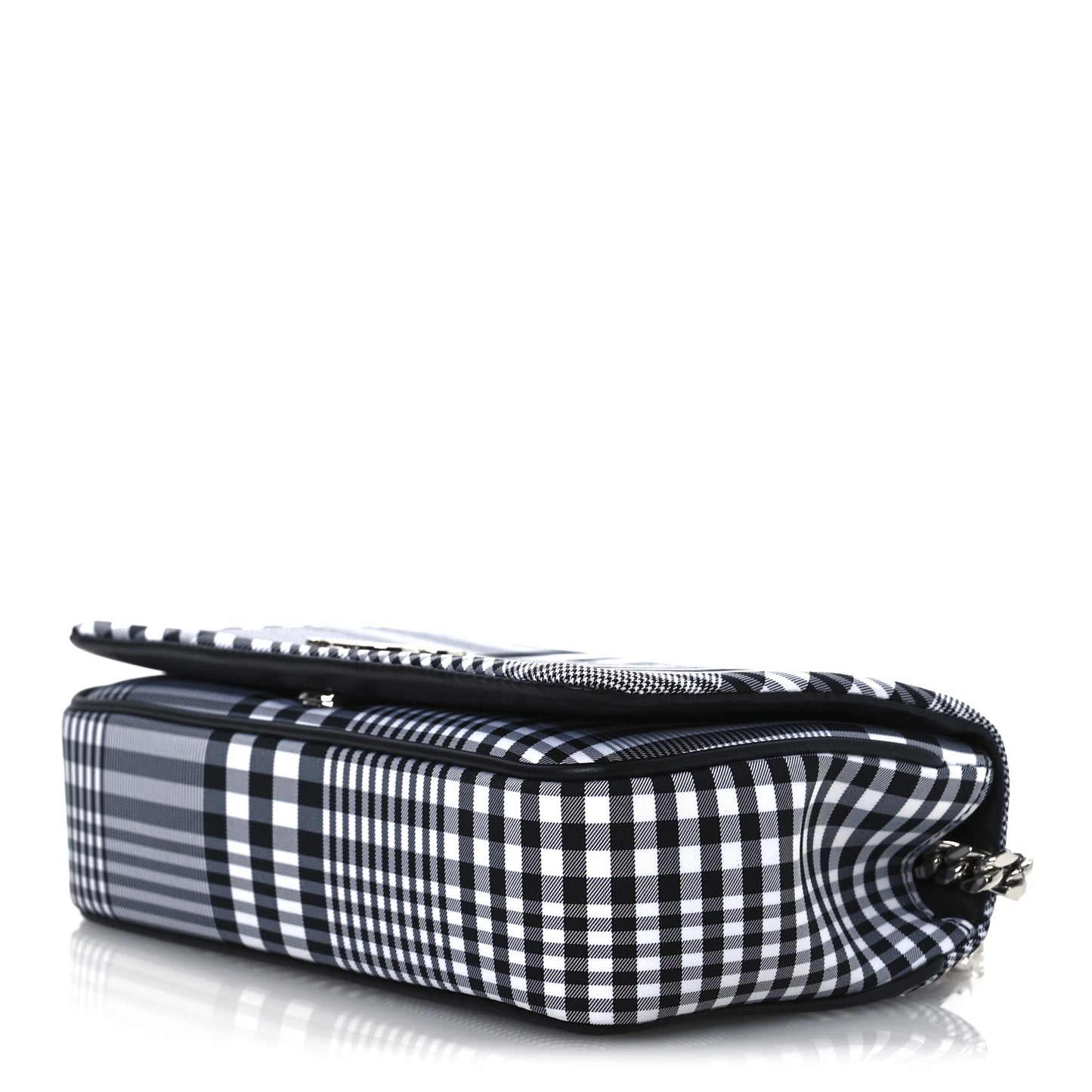 Nylon Check Small Lola Bag Black White