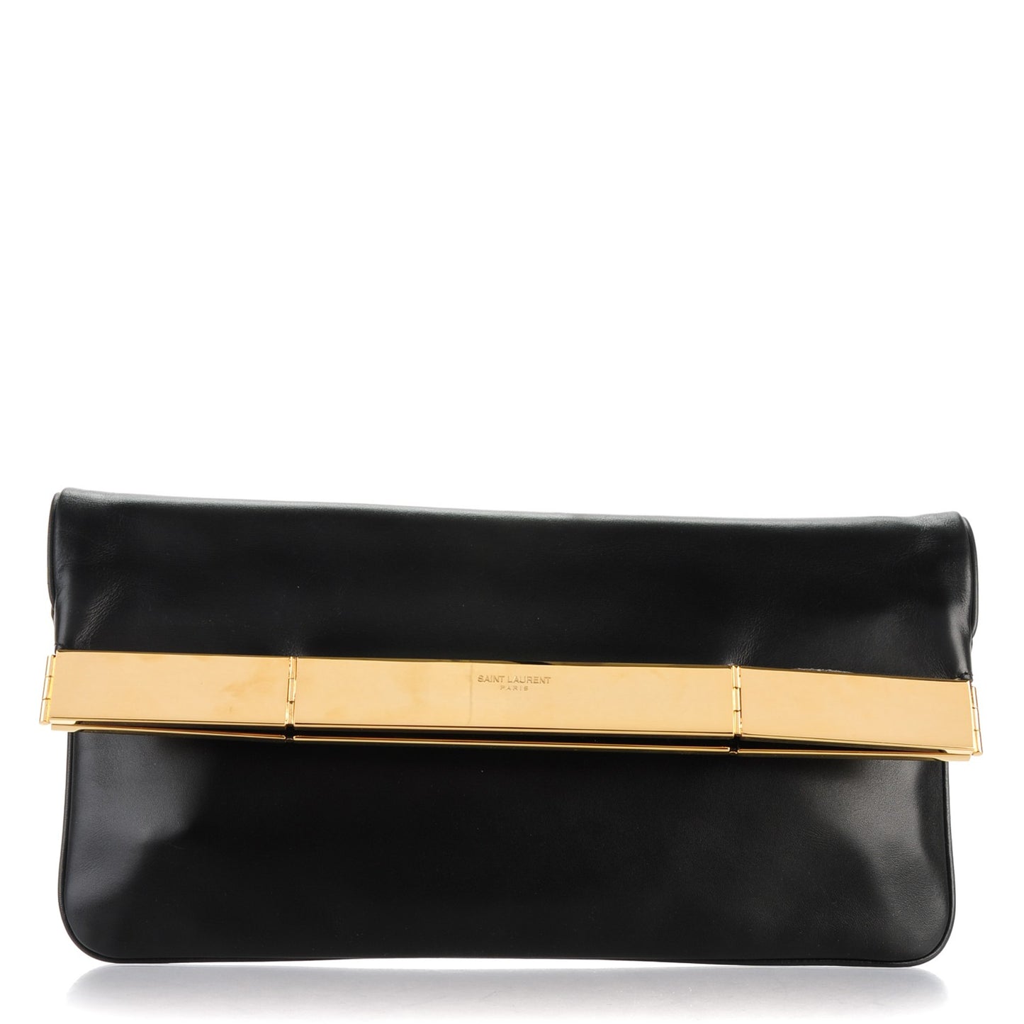 Smooth Calfskin Courtney Fold-Over Clutch Black