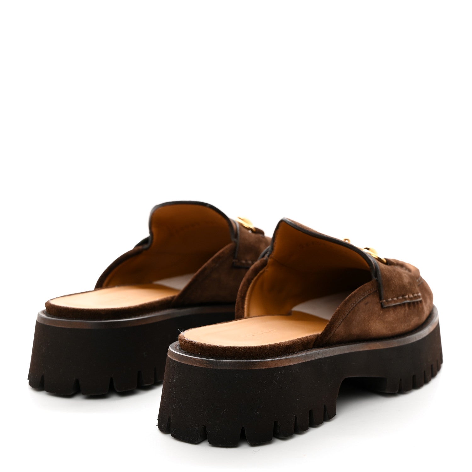 Gucci Suede Horsebit Platform Mules 38.5 Washed Brown 4 of 9