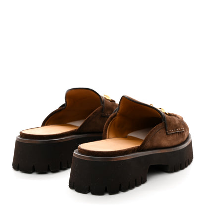 Gucci Suede Horsebit Platform Mules 38.5 Washed Brown 4 of 9