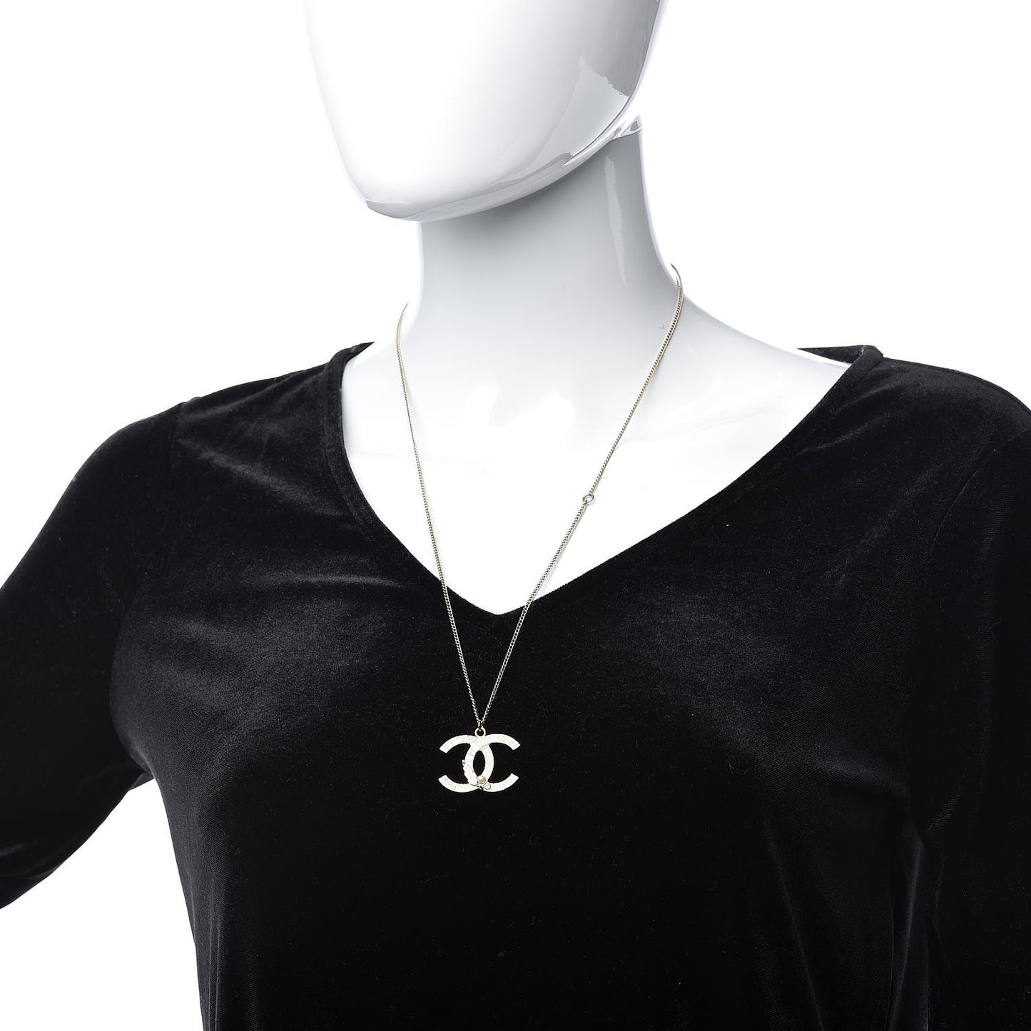 Crystal Pearl Leaf CC Necklace Gold
