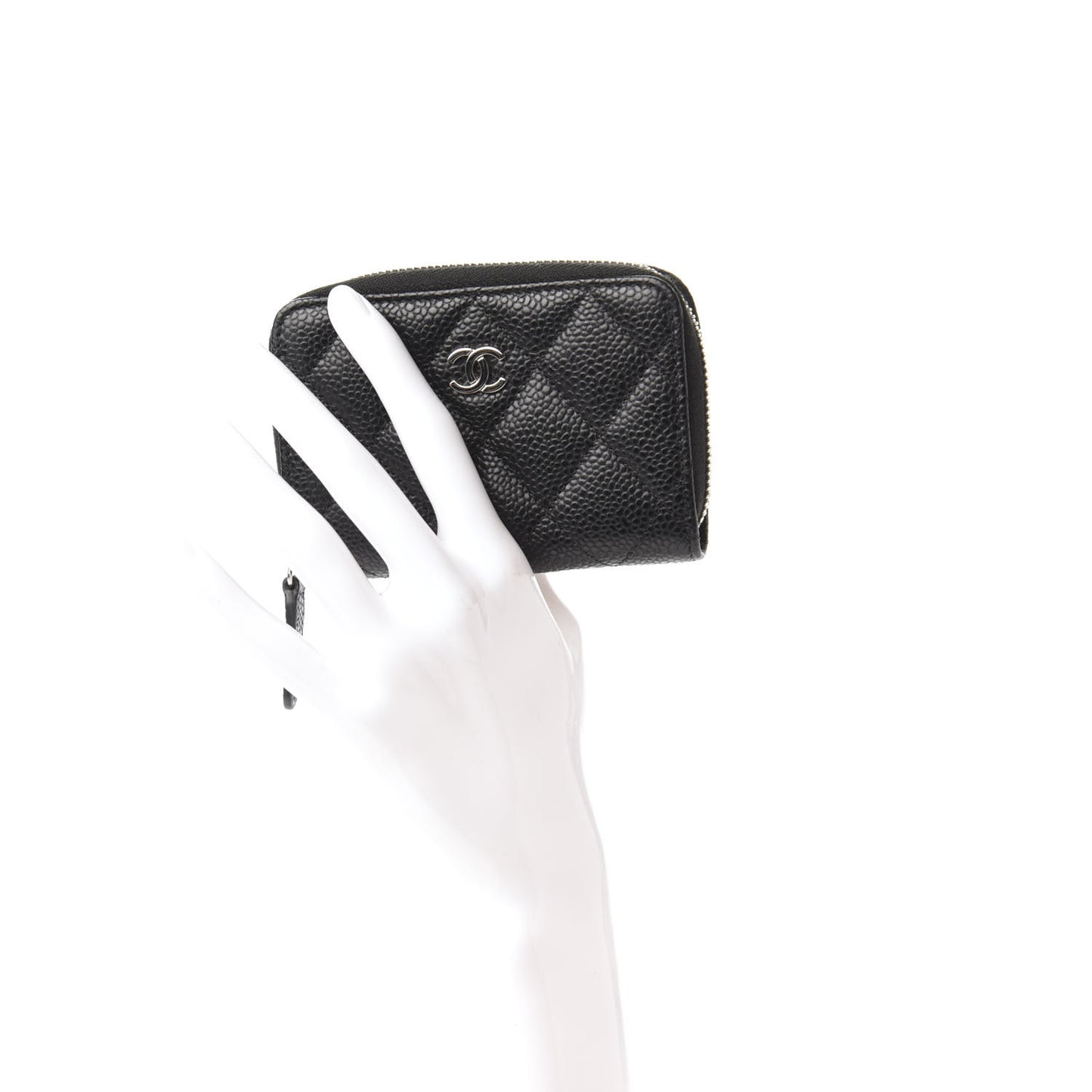 Caviar Quilted Zip Coin Purse Black