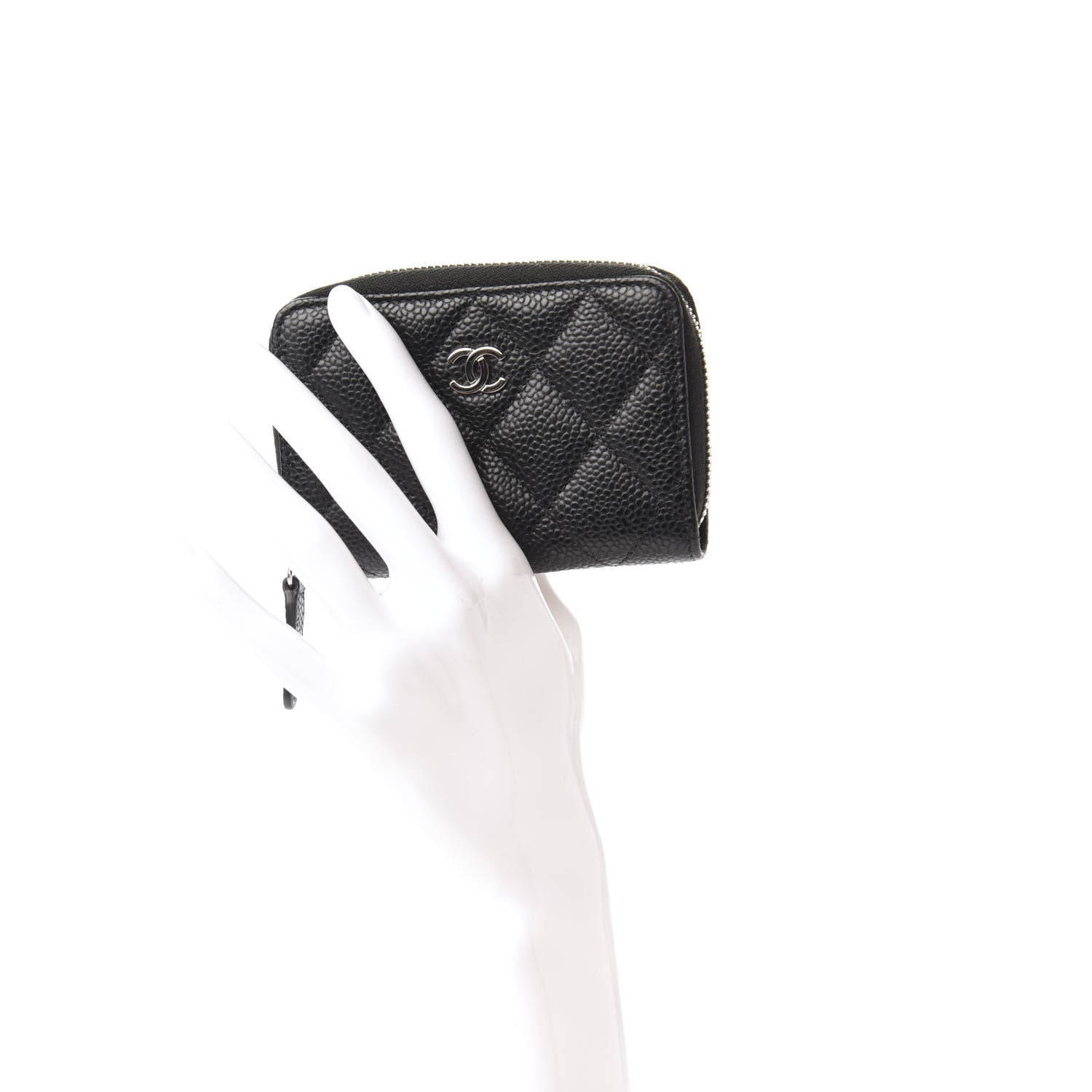 Chanel Caviar Quilted Zip Coin Purse Black 2 of 10