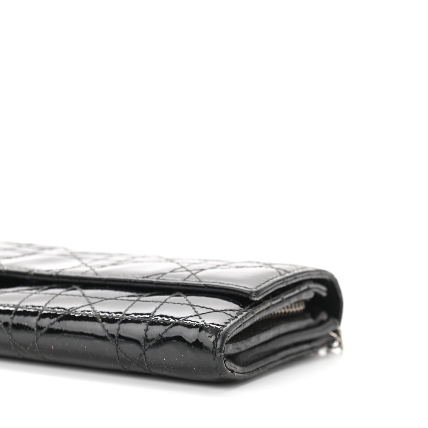 Christian Dior Patent Cannage Rendez-vous Chain Wallet Black 9 of 9