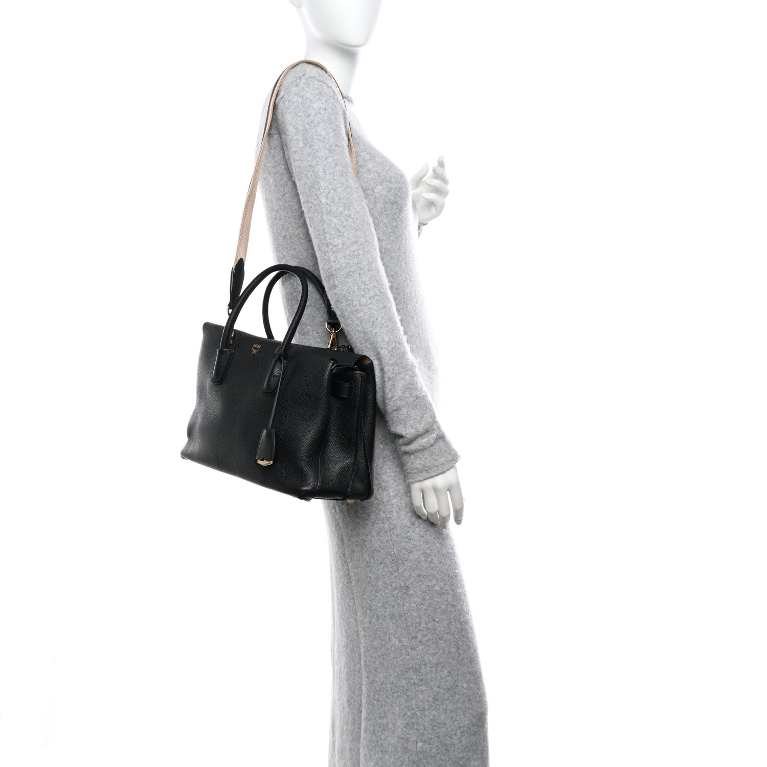 MCM Grained Calfskin Medium Milla Tote Black 2 of 11