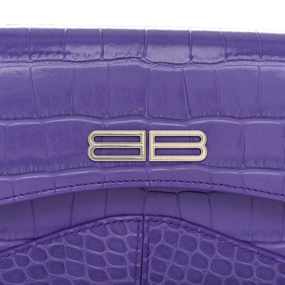 Balenciaga Shiny Super Supple Calfskin Crocodile Embossed Small XX Flap Stretch Bag Purple 7 of 13