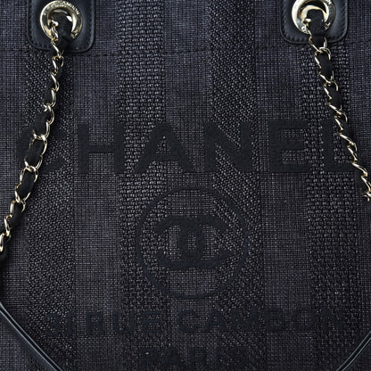 Chanel Mixed Fibers Striped Small Deauville Tote Black 10 of 10