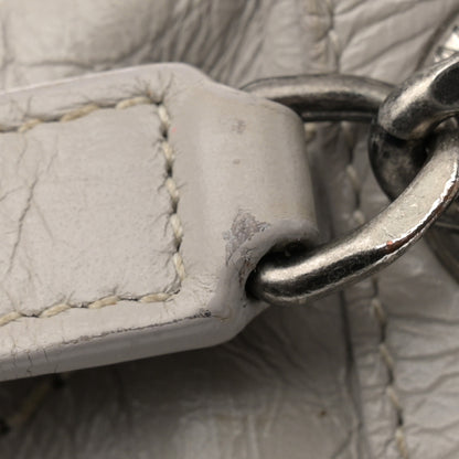 Saint Laurent Crinkled Calfskin Matelasse Monogram Medium Niki Chain Satchel Granite 12 of 14