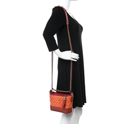 Chanel Aged Calfskin Chevron Quilted Small Gabrielle Hobo Dark Red Orange 2 of 7
