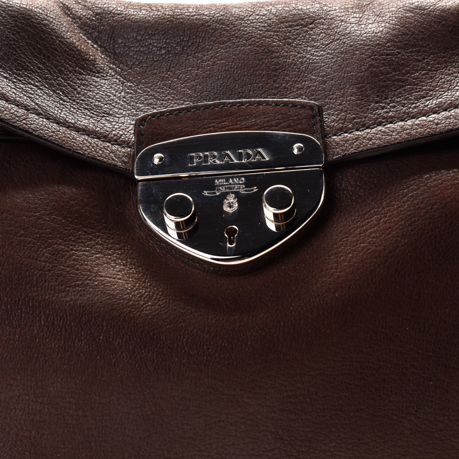 Prada Vitello Daino Pushlock Shoulder Bag Brown 4 of 10