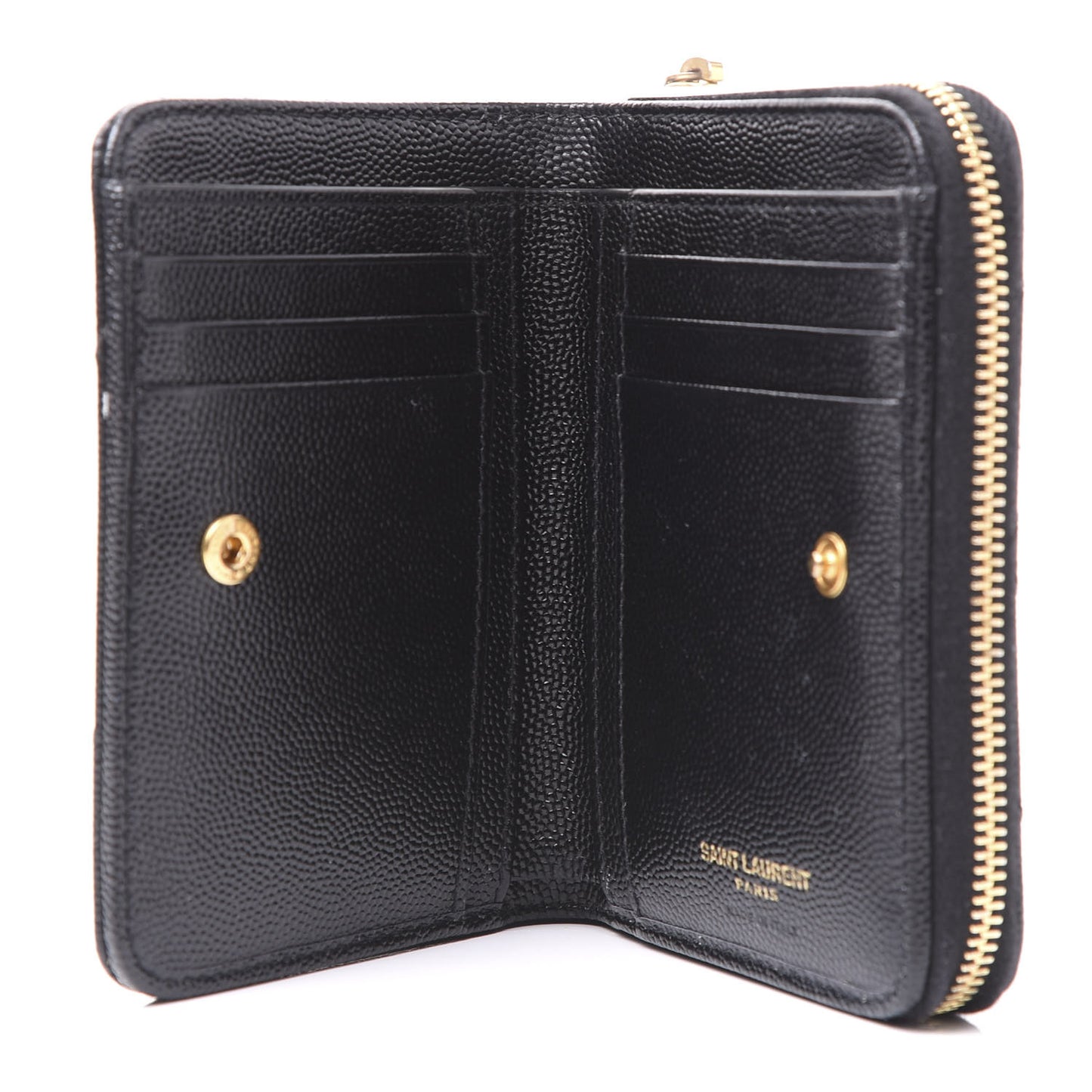 Grain De Poudre Matelasse Chevron Monogram Compact Zip Around Wallet Black