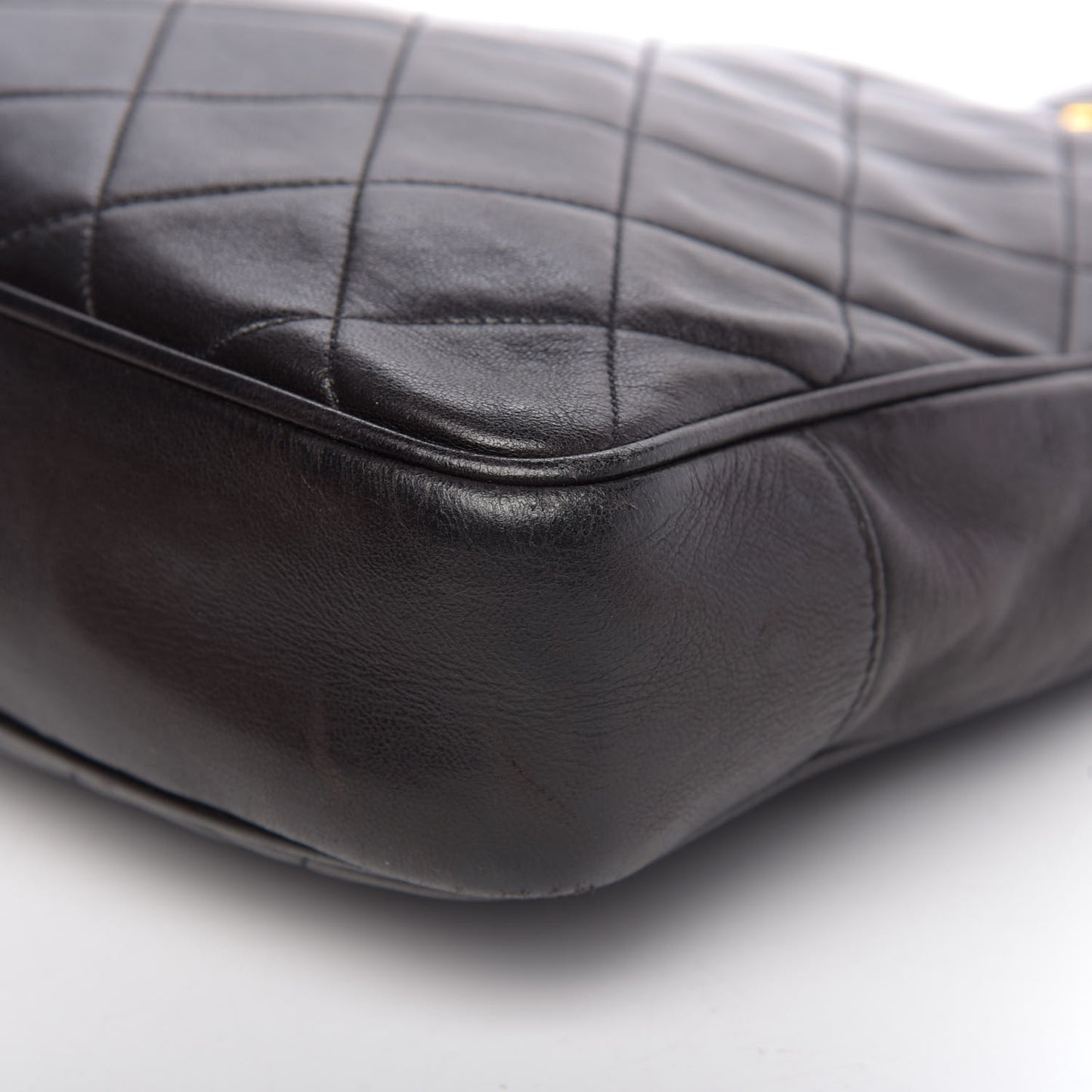 Lambskin Quilted Shopping Tote Black