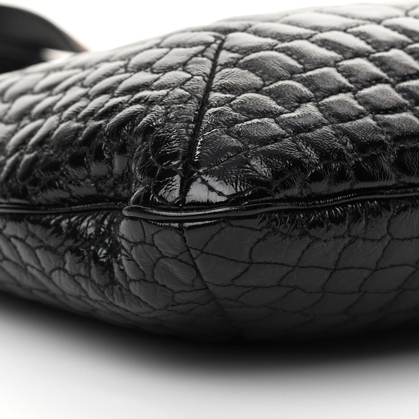 Patent Crocodile Embossed Tribute Tote Black