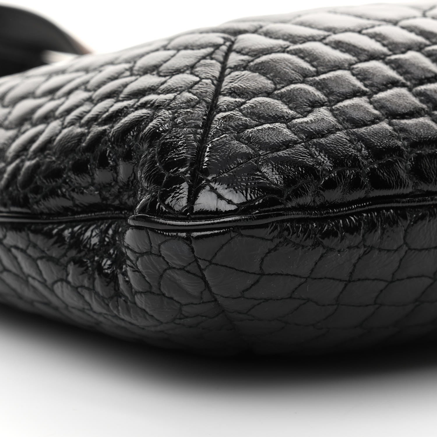 Saint Laurent Patent Crocodile Embossed Tribute Tote Black 9 of 15