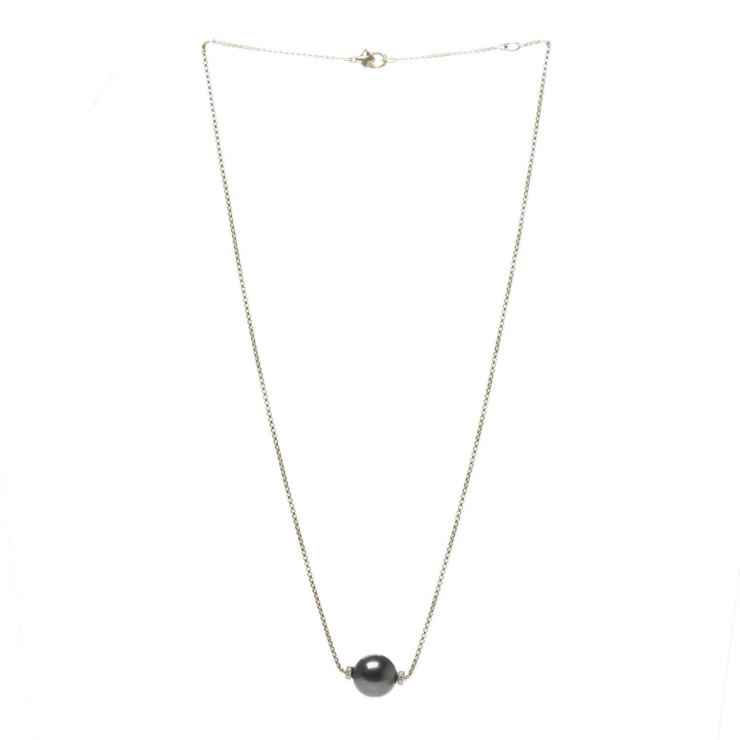 David Yurman 18K Yellow Gold Diamond Tahitian Pearl 12mm Solari Pendant Necklace 3 of 4