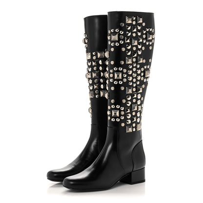 Saint Laurent Ketta Studded Babies 40 Brod Knee High Boots 36 Black 3 of 12
