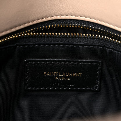 Saint Laurent Lambskin Quilted Medium Loulou Puffer Monogram Chain Satchel Dark Beige 7 of 13