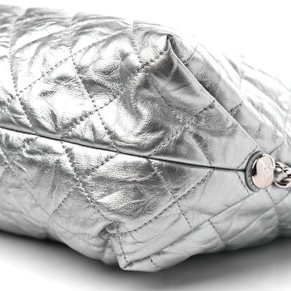 Chanel Metallic Crackled Calfskin Quilted Large Big Bang Hobo Silver 9 of 10