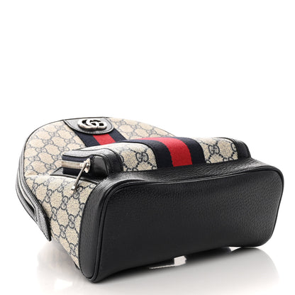 Gucci GG Supreme Monogram Textured Dollar Calfskin Web Small Ophidia Day Backpack Beige Blue Black 4 of 9