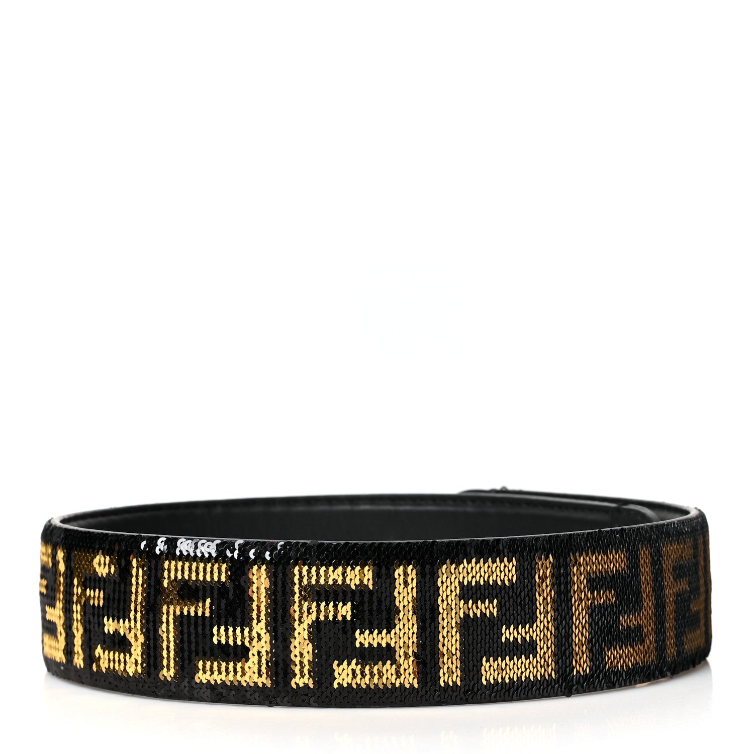 Fendi Calfskin Sequin FF Strap You Black Gold 2 of 5