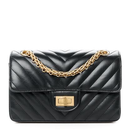 Chanel Aged Calfskin Chevron Quilted 2.55 Reissue Mini Flap Black 1 of 11