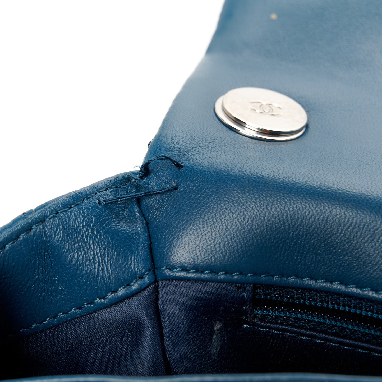 Lambskin Quilted Medium Easy Carry Flap Blue