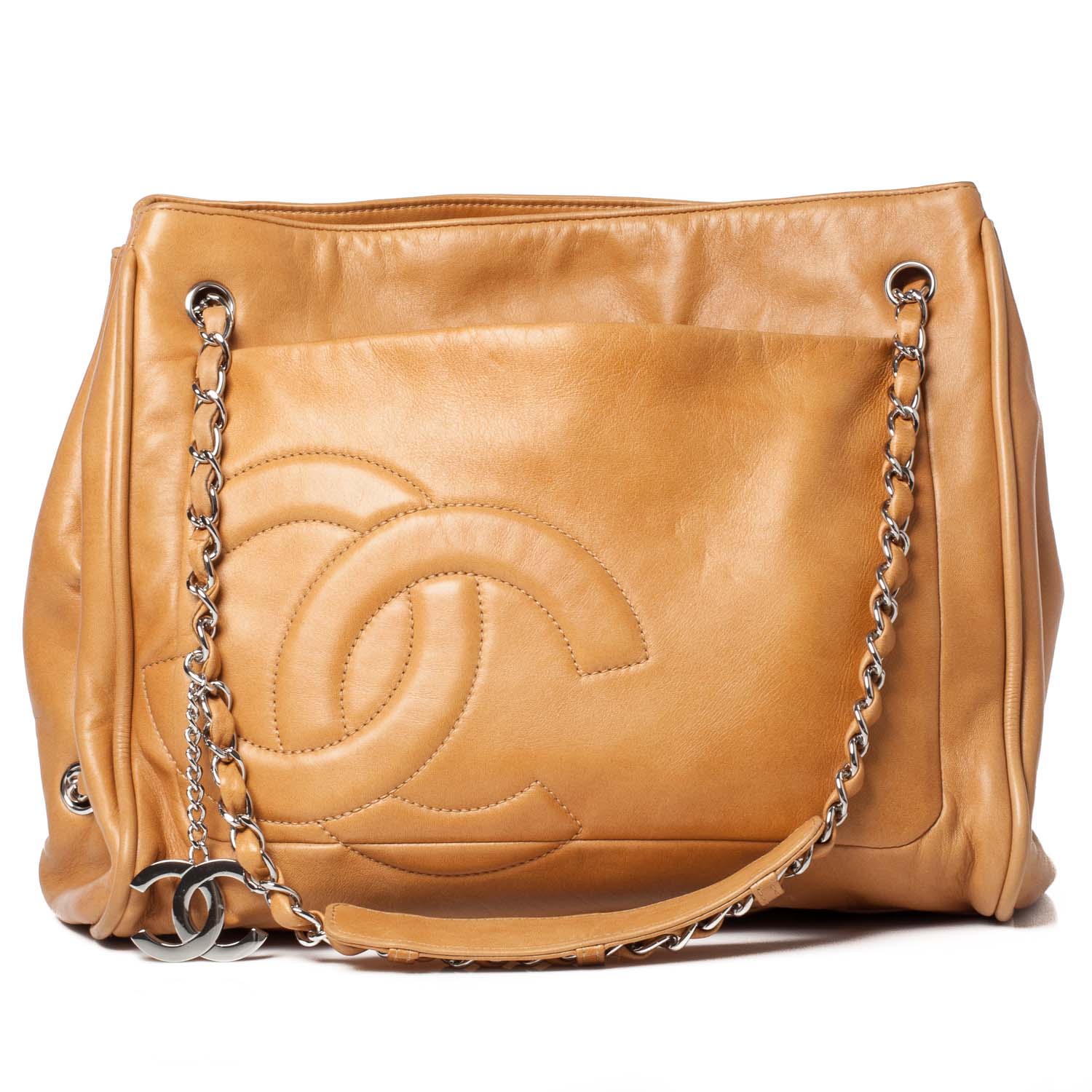 Chanel Leather Diagonal Ligne Large Tote Dark Beige 1 of 11