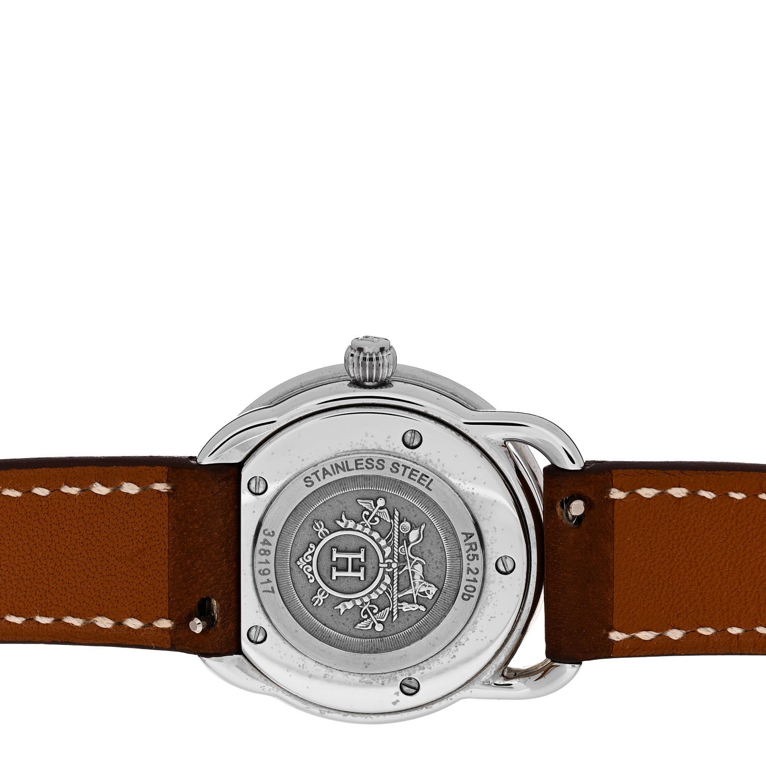 Hermes Stainless Steel Barenia 28mm Arceau Quartz Watch Fauve 4 of 5