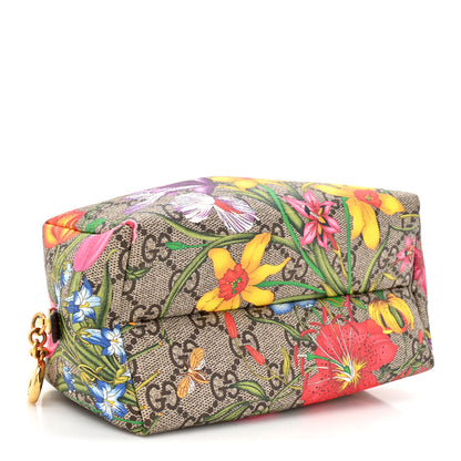 Gucci Soft GG Supreme Monogram Flora Calfskin Medium Ophidia Cosmetic Case Beige Ebony Multicolor Rosso 4 of 7