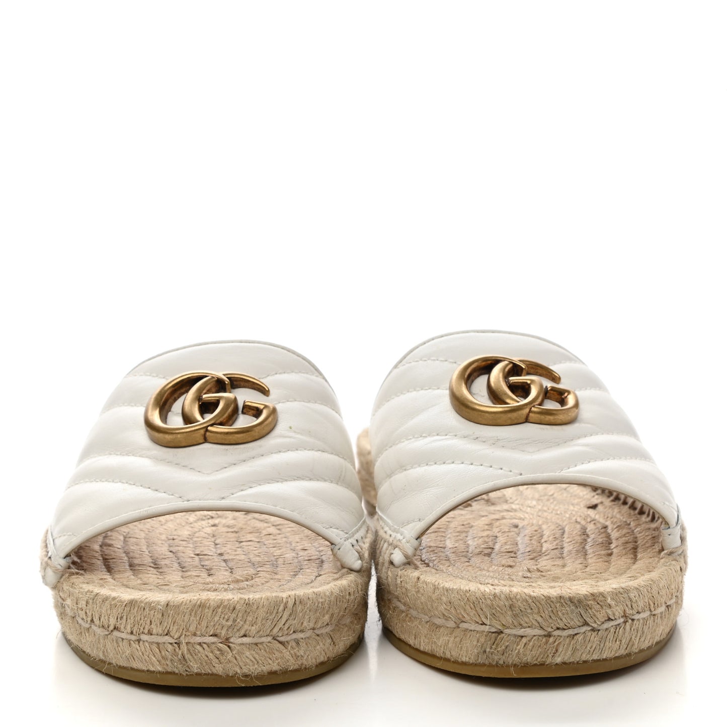 Nappa Matelasse GG Marmont Espadrille Slide Sandals 37 Great White