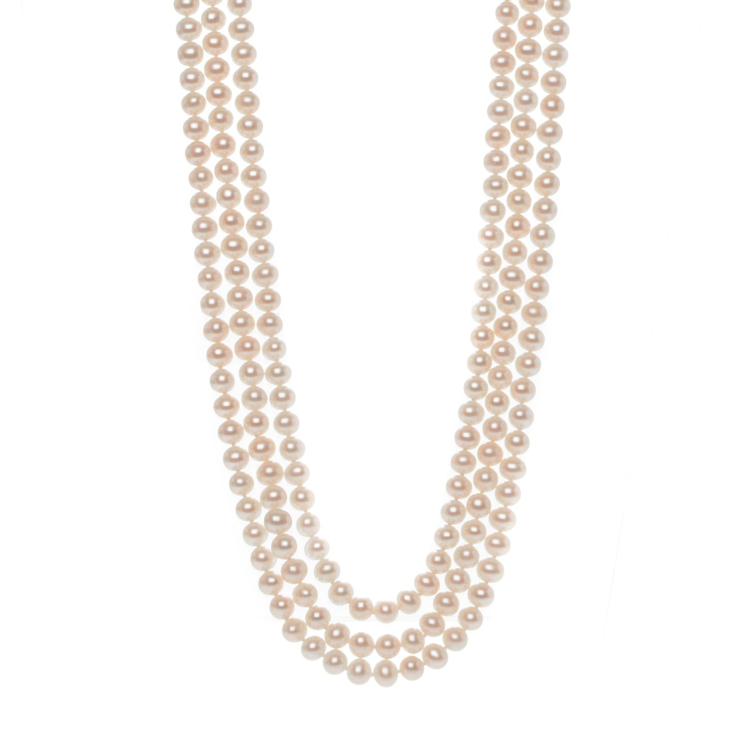 Sterling Silver Pearl Ziegfeld Collection 3 Strand Necklace