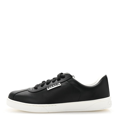 Chanel Calfskin CC Womens Sneakers 37.5 Black 1 of 9