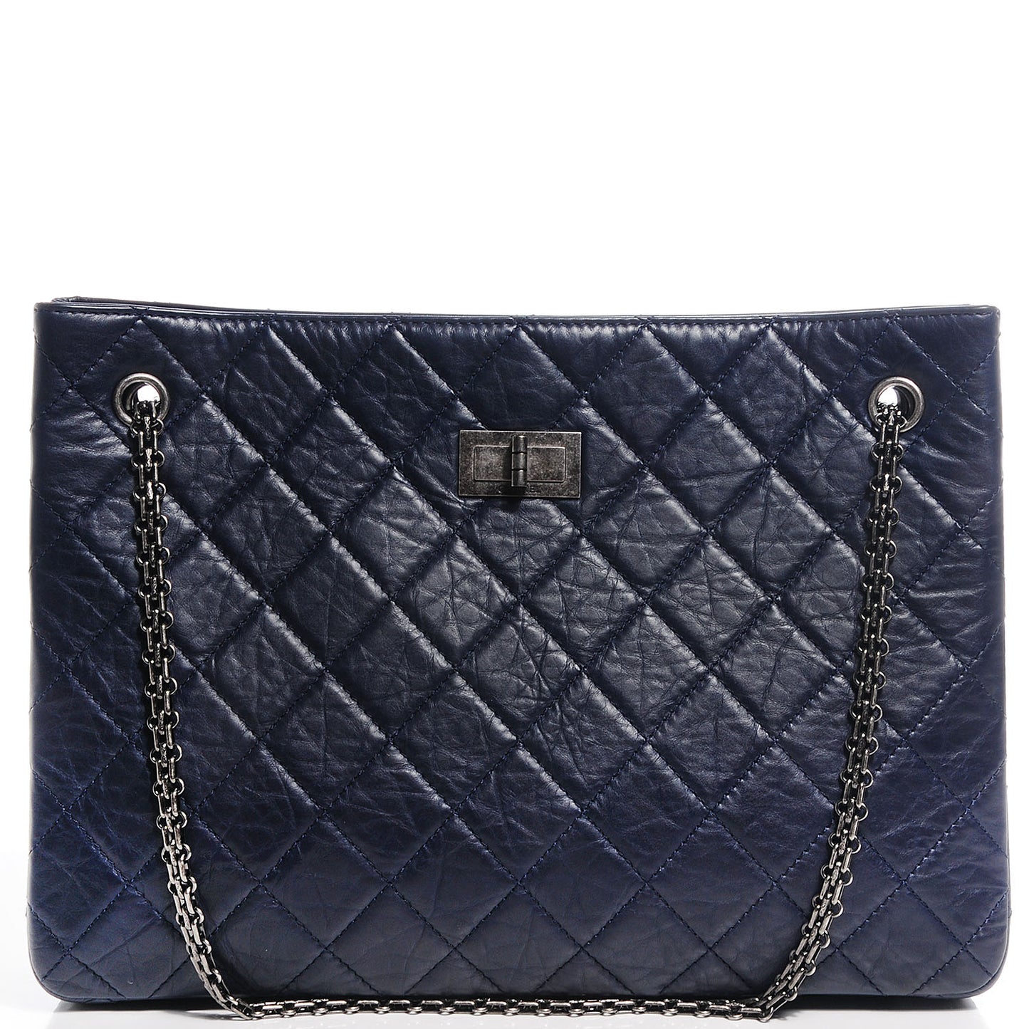 Aged Calfskin Reissue 2.55 Tote Navy Blue