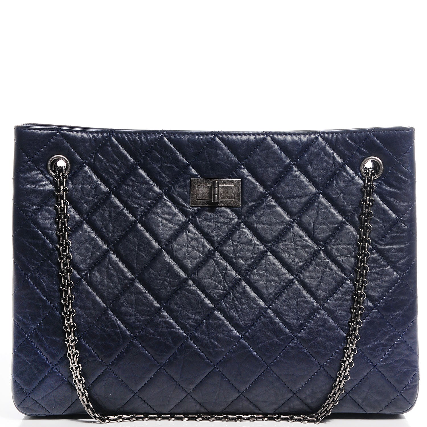 Chanel Aged Calfskin Reissue 2.55 Tote Navy Blue 1 of 7
