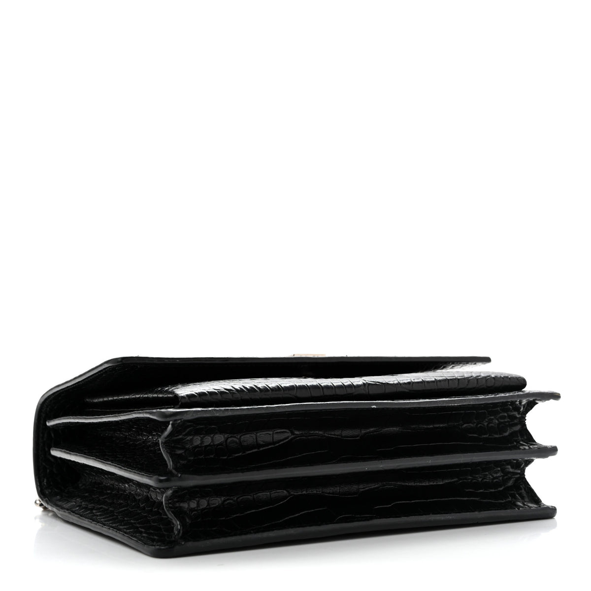 Saint Laurent Calfskin Crocodile Embossed Medium Monogram Sunset Black 4 of 13