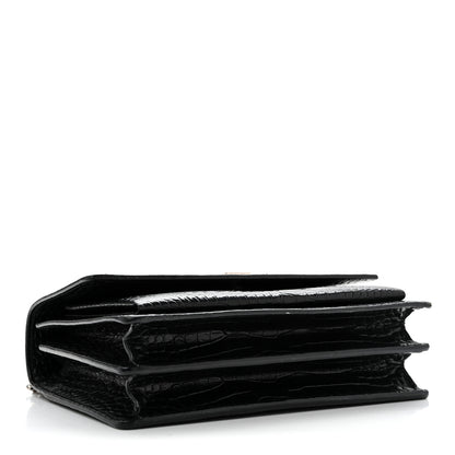 Saint Laurent Calfskin Crocodile Embossed Medium Monogram Sunset Black 4 of 13