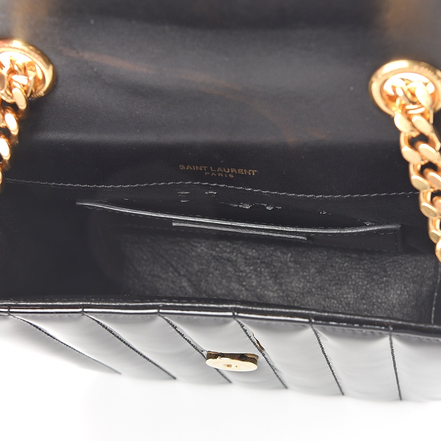 Saint Laurent Patent Calfskin Matelasse Monogram Small Vicky Chain Bag Black 4 of 8