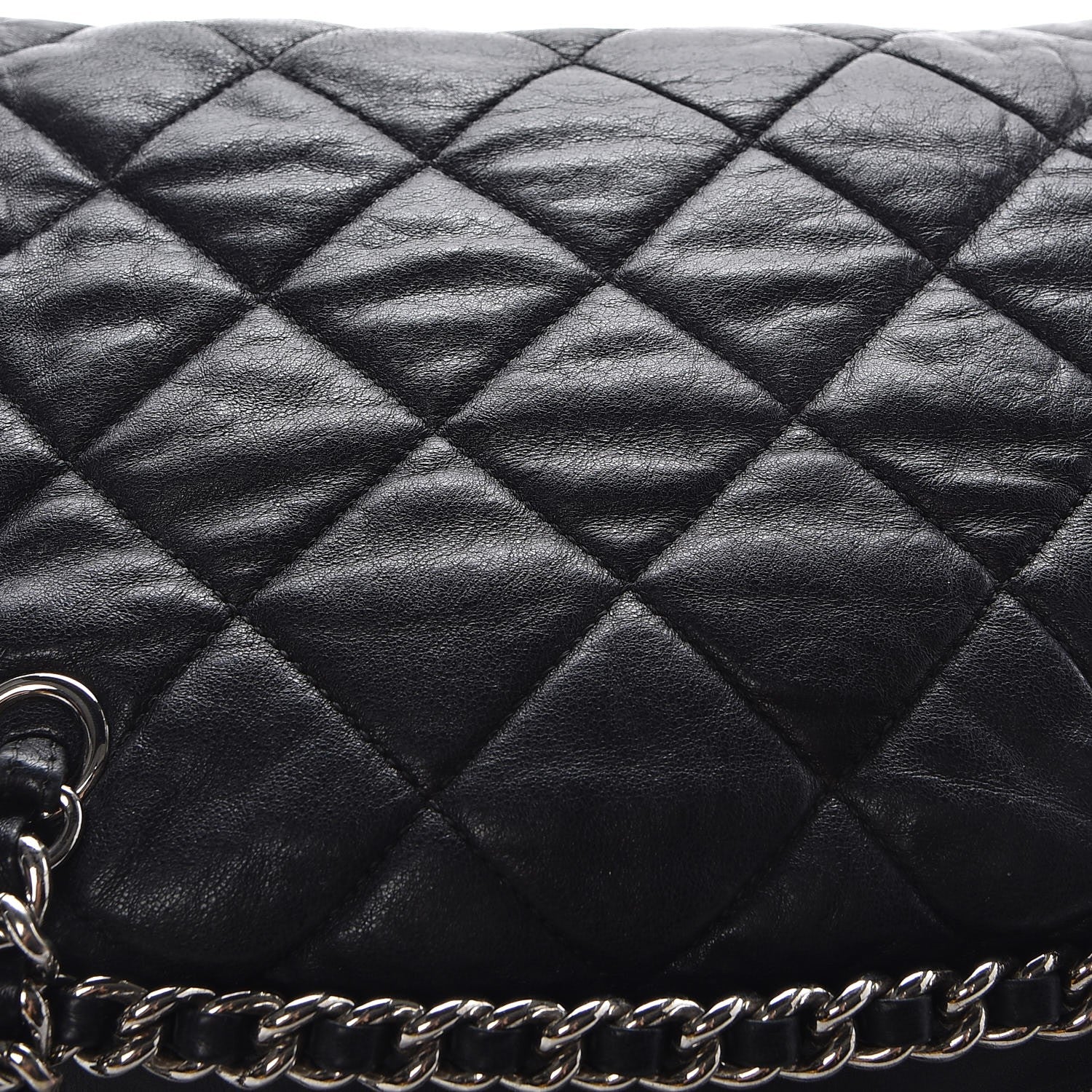 Chanel Washed Lambskin Quilted Chain Around Bowler Black 11 of 12