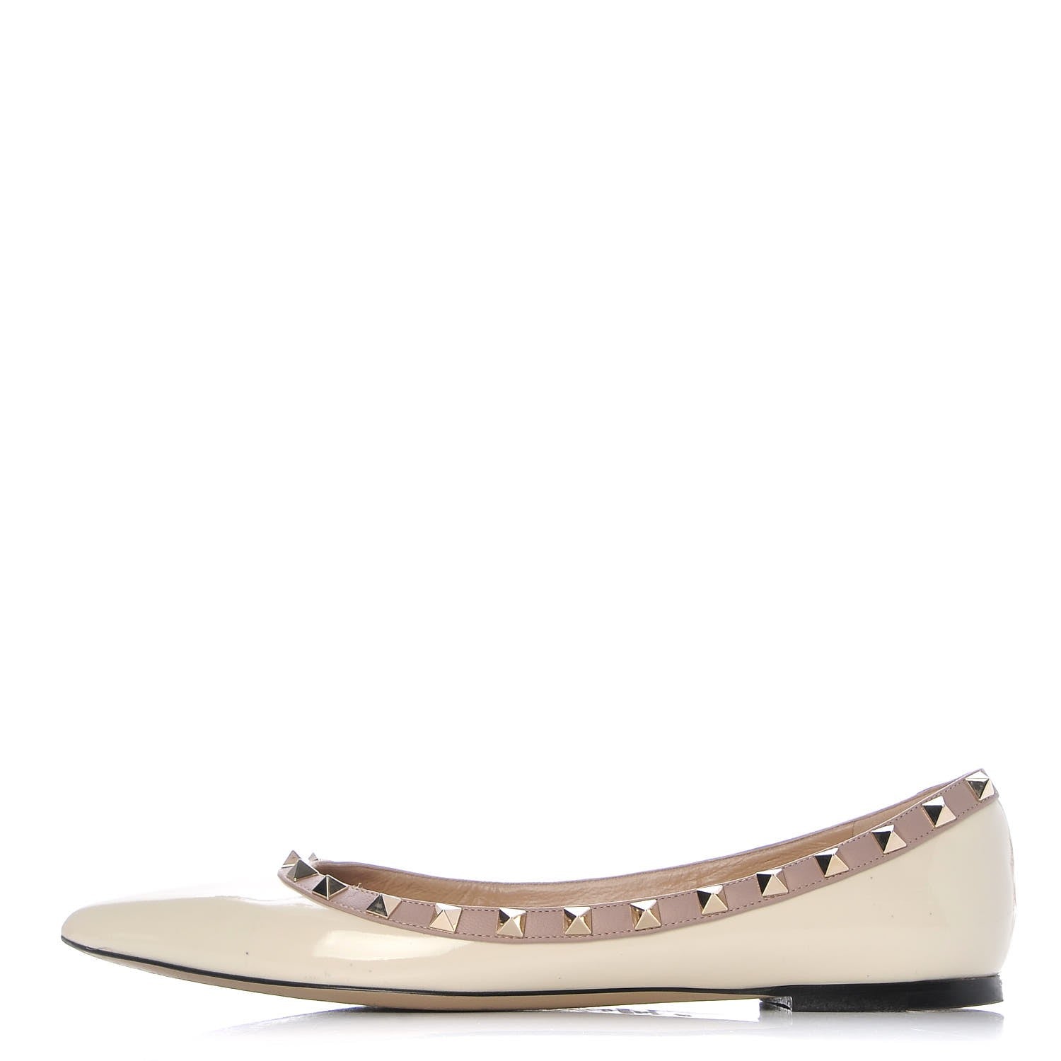 Valentino Garavani Patent Rockstud Ballerina Flats 39.5 Ivory Poudre 1 of 12