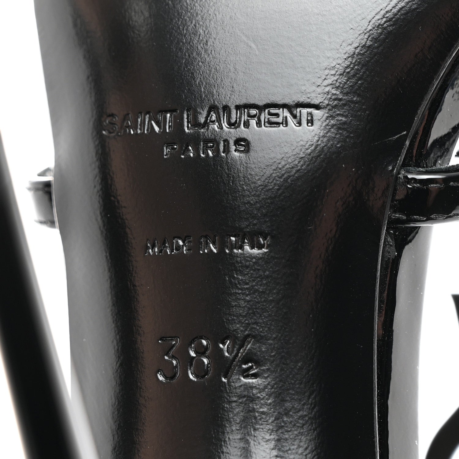 Saint Laurent Patent Cassandra 100 Ankle Strap Sandals 38.5 Black 8 of 8