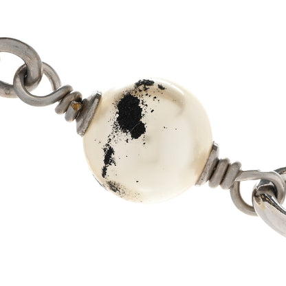 Chanel Graduated Pearl Crystal CC Long Necklace Silver 7 of 10