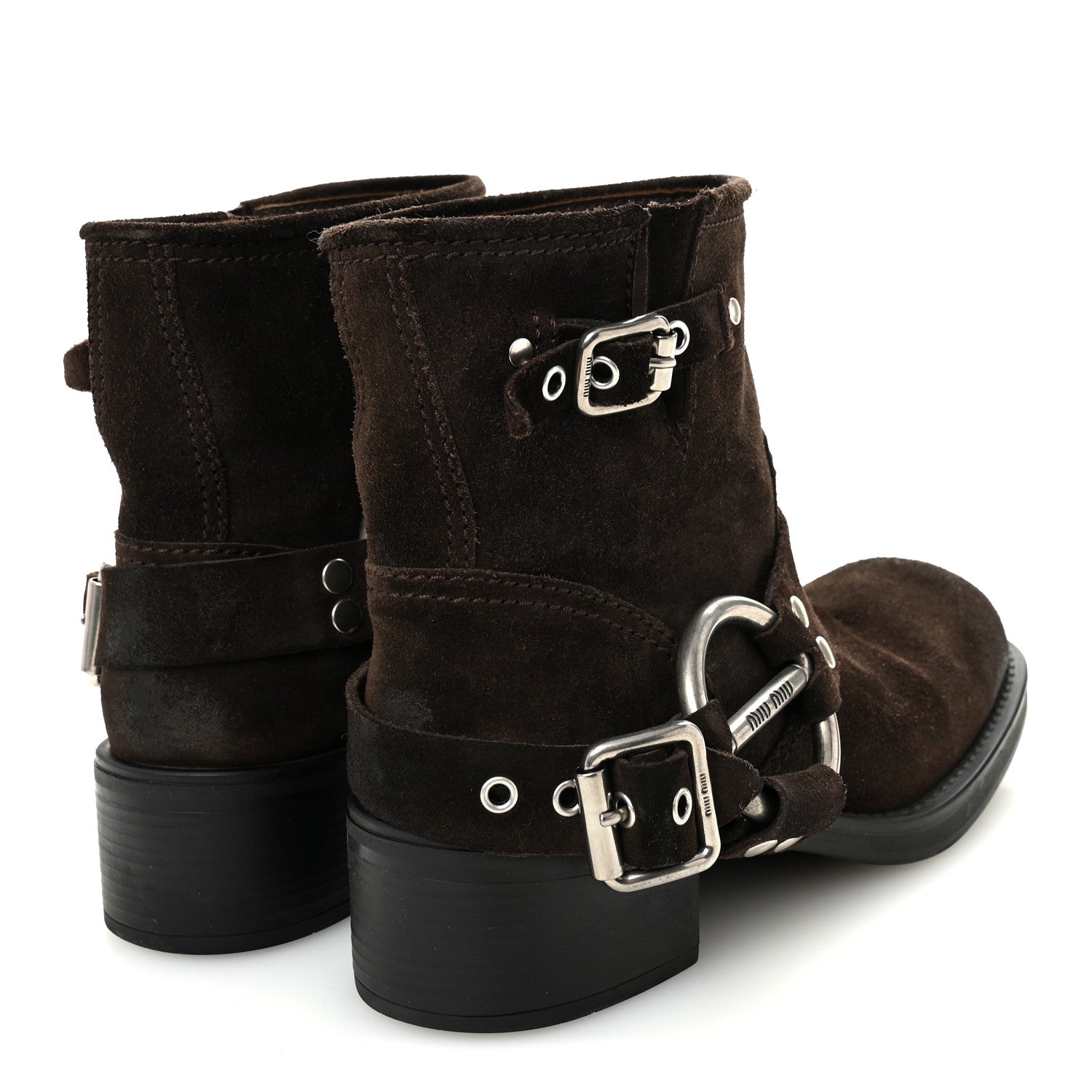 Miu Miu Suede Harness Engineer Boots 38.5 Brown 4 of 10
