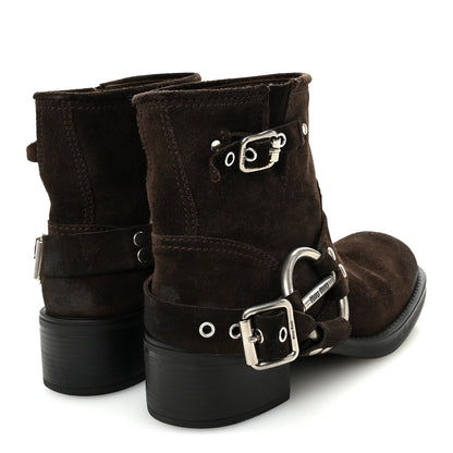 Miu Miu Suede Harness Engineer Boots 38.5 Brown 4 of 10
