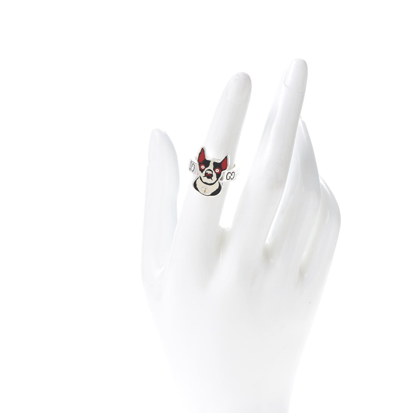 Sterling Silver Enamel Orso Ring 52 6