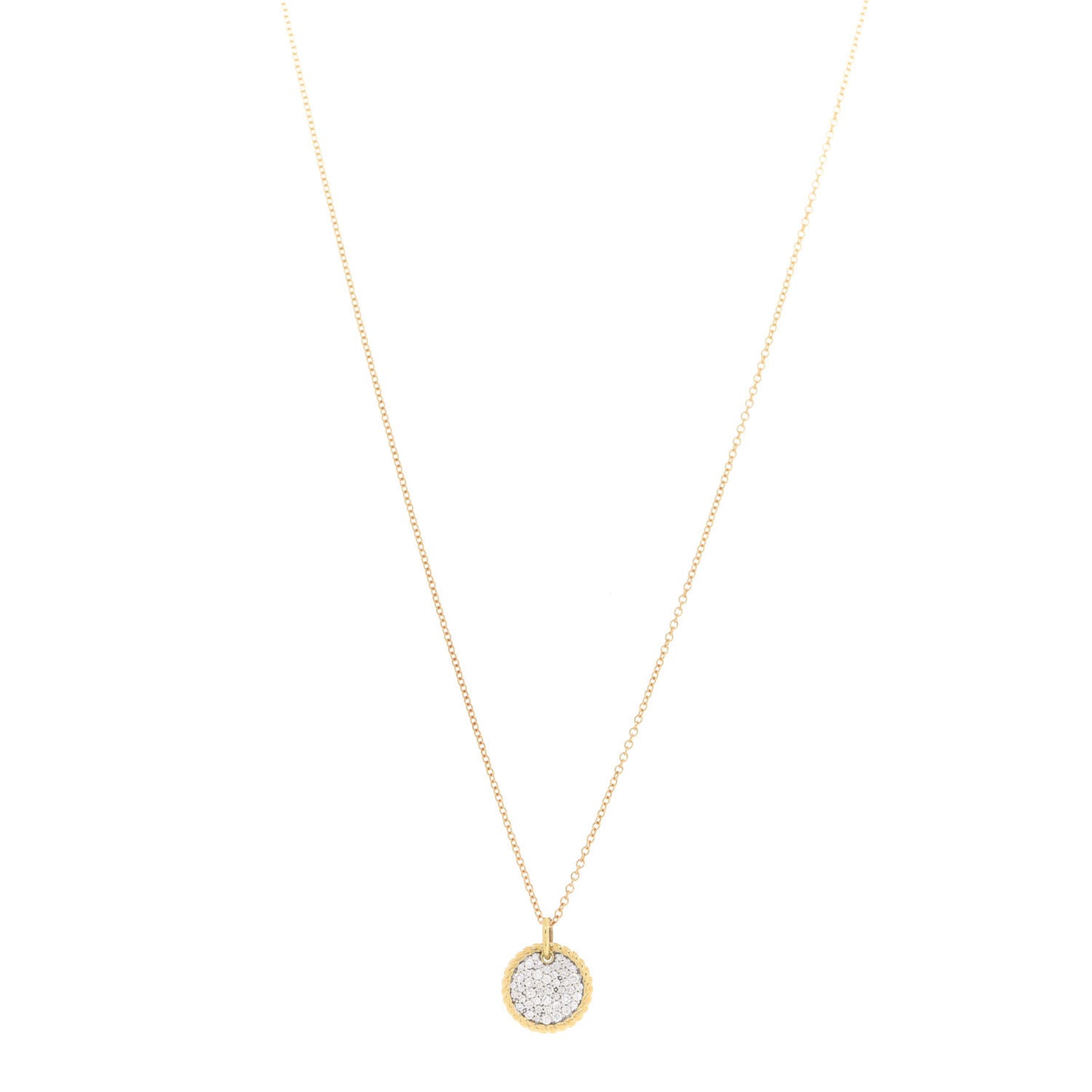18K Yellow Gold Diamond Cable Collectibles Pave Charm Pendant Necklace