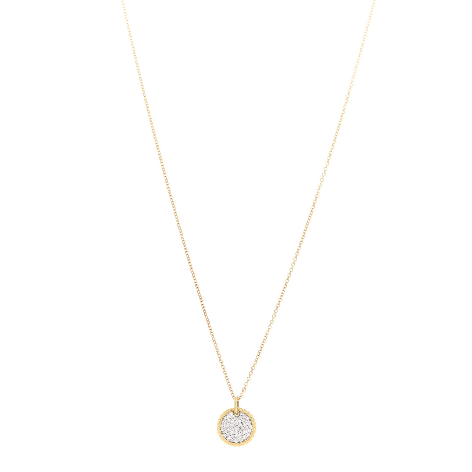 David Yurman 18K Yellow Gold Diamond Cable Collectibles Pave Charm Pendant Necklace 1 of 7
