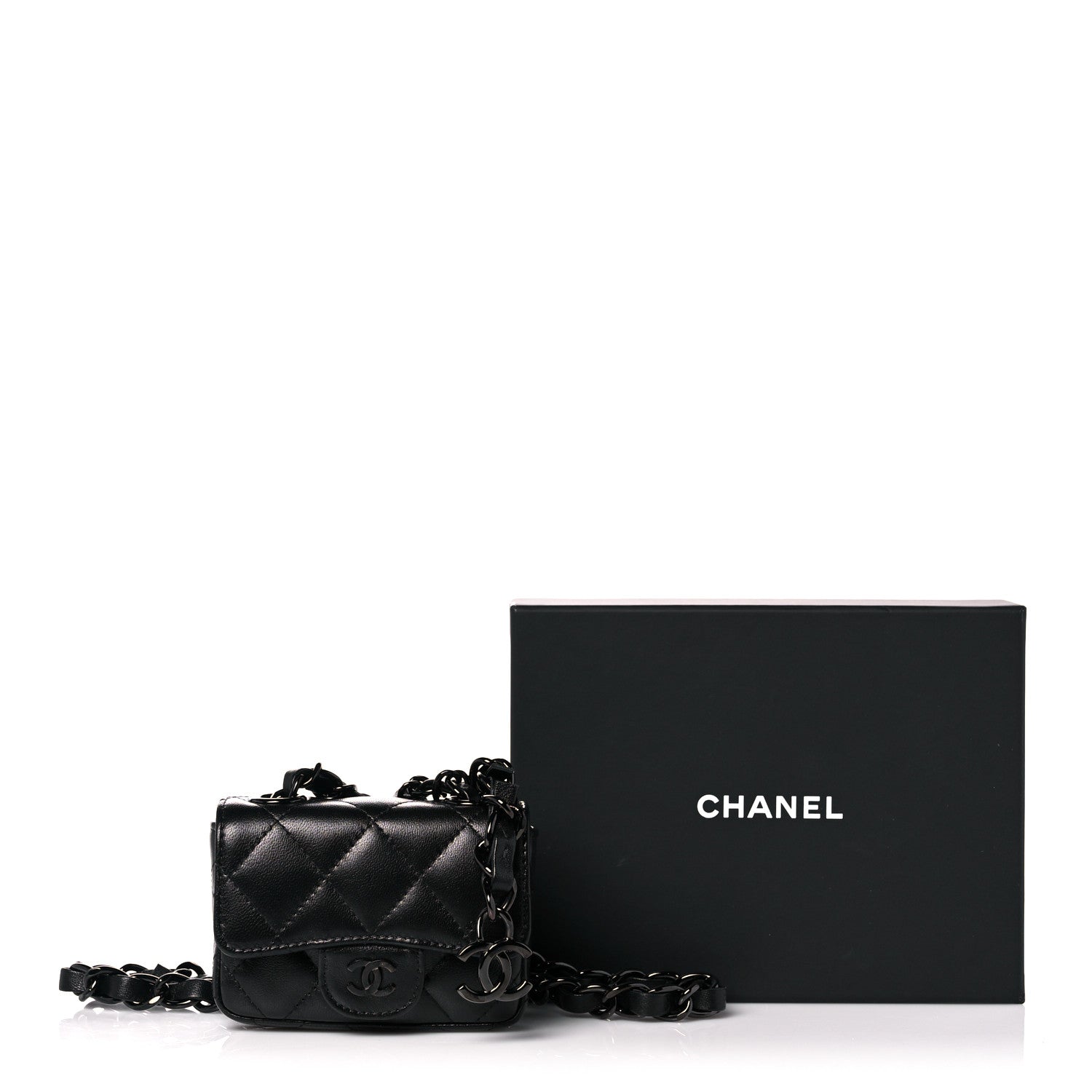 Chanel Lambskin Quilted Mini Chain Belt Bag So Black 12 of 12