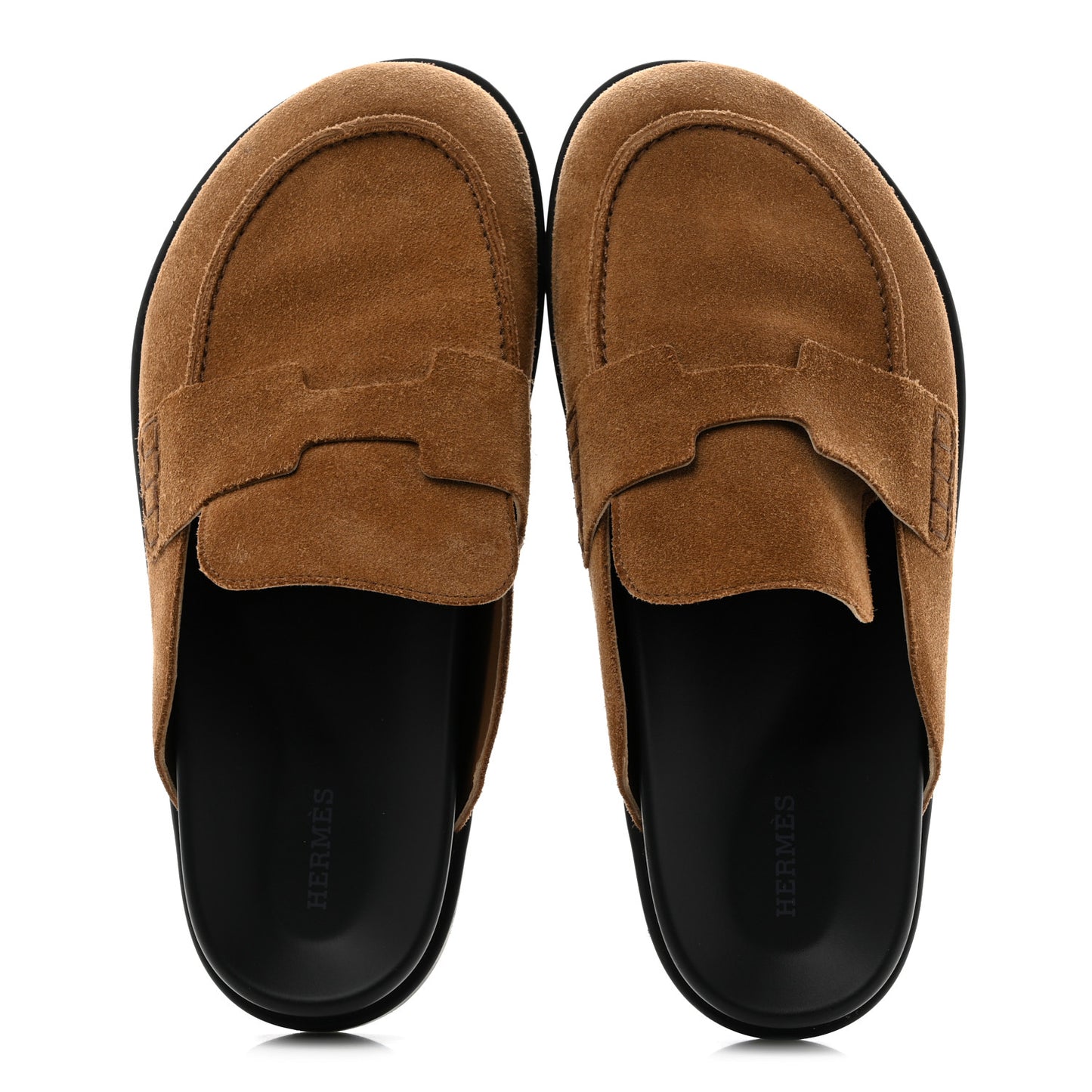 Suede Calfskin Mens Go Mules 41.5 Brun Fume
